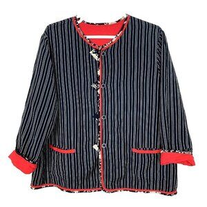 Koos Of Course Womens Jacket 3X Red Black Linen Rayon Reversible Art To Wear